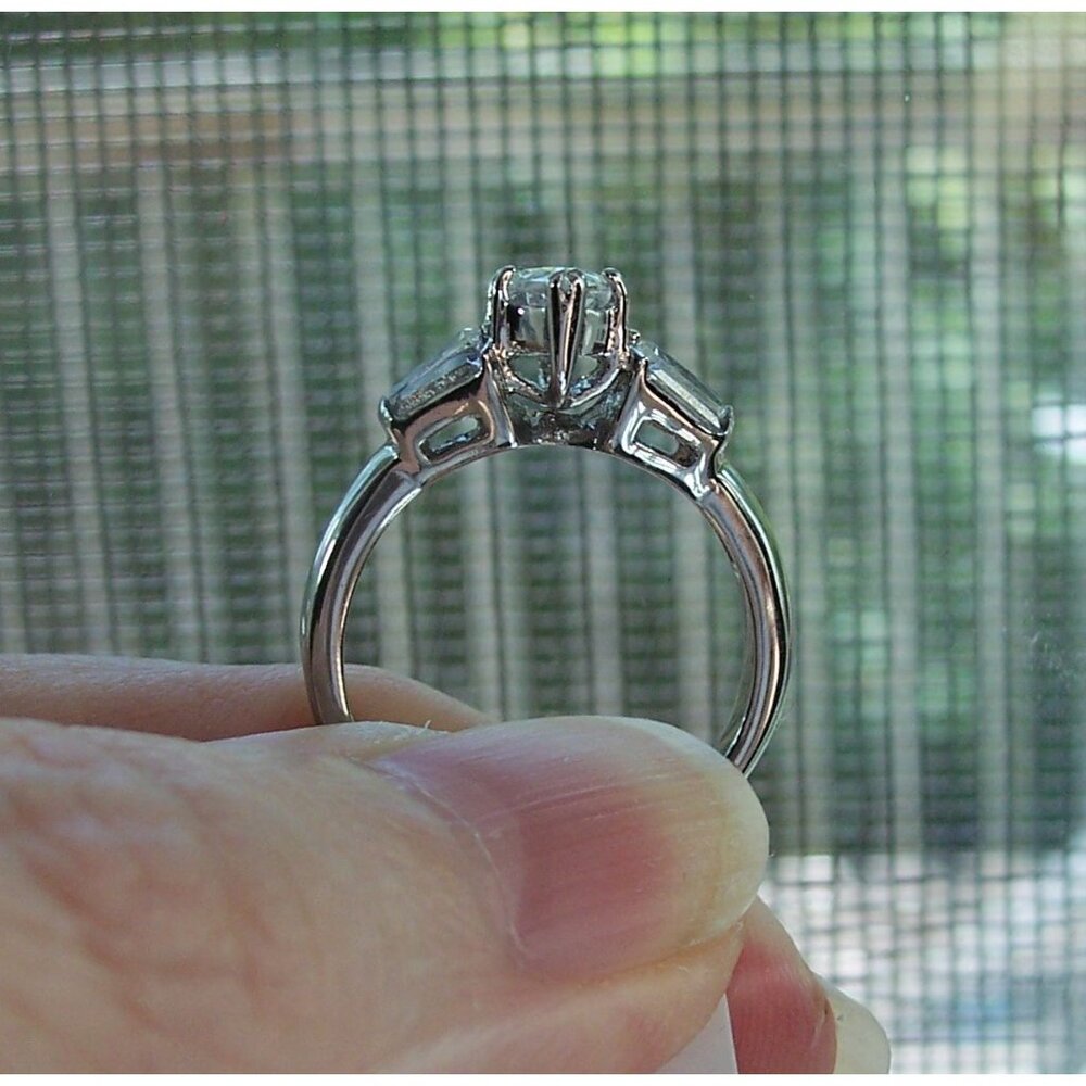 Marquise & Baguette Cubic Zirconia Ring Stainless Steel High Polished - Picture 5 of 14